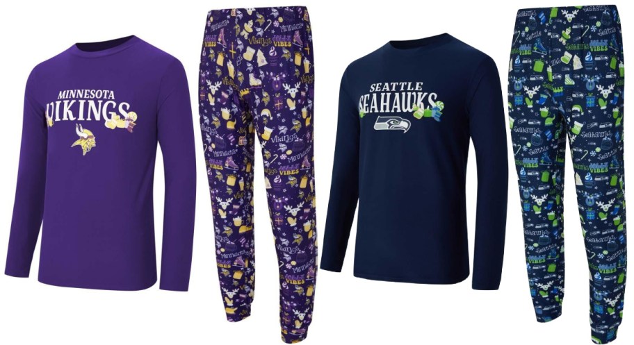 Vikings and Seahawks pajamas.