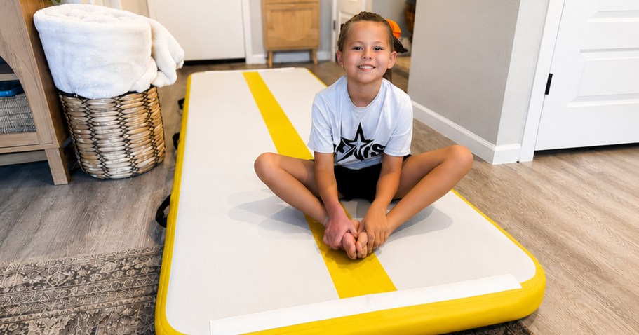 Inflatable Gymnastics Mat Just $47.99 Shipped on Amazon (Cheer & Tumble Anywhere!)