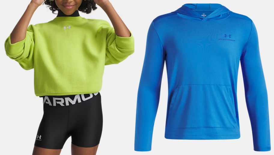 kids lime green and blue tops 