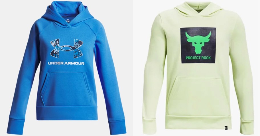 kids blue and lime green hoodies 