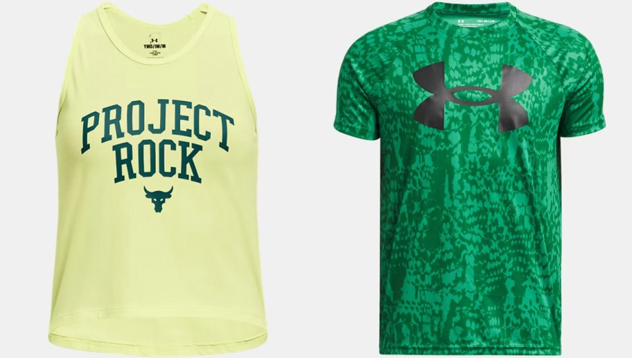 lime green, and dark green kids tees 