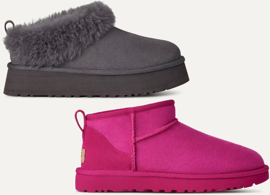 gray and pink ugg boots 