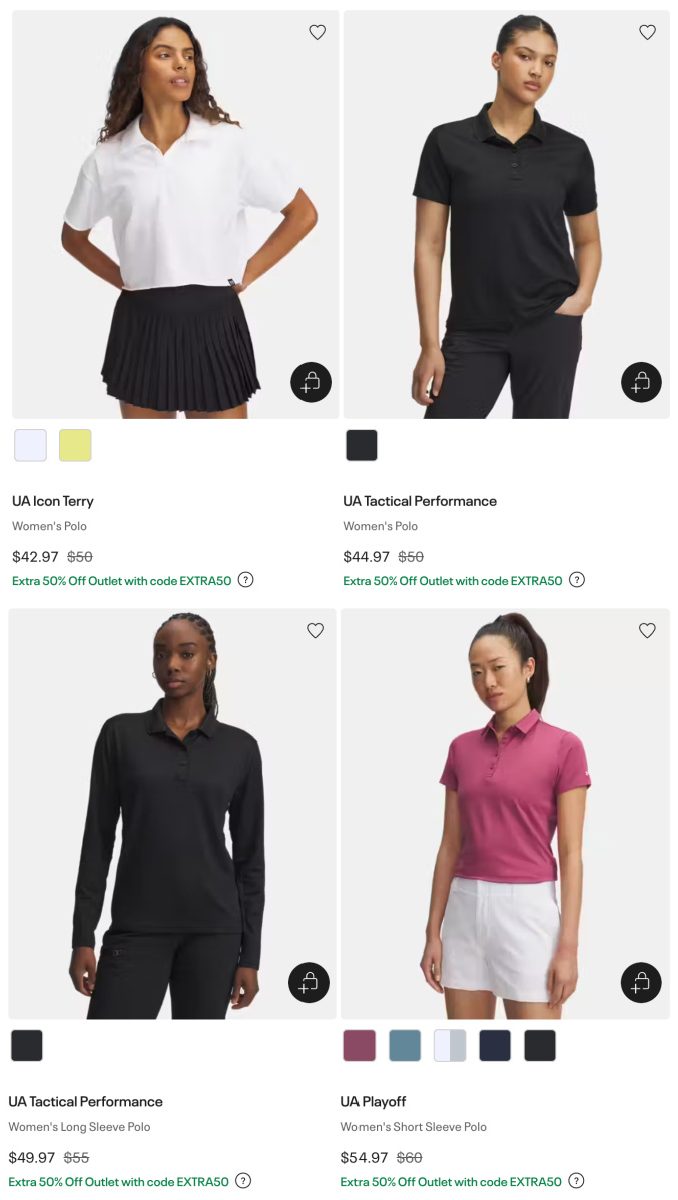 women in white black and pink polos