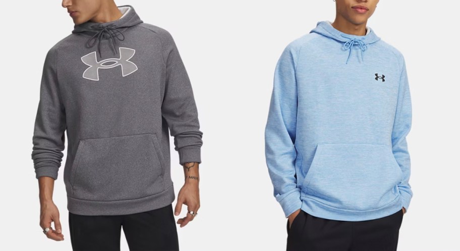 men wearing gray and blue hoodies 