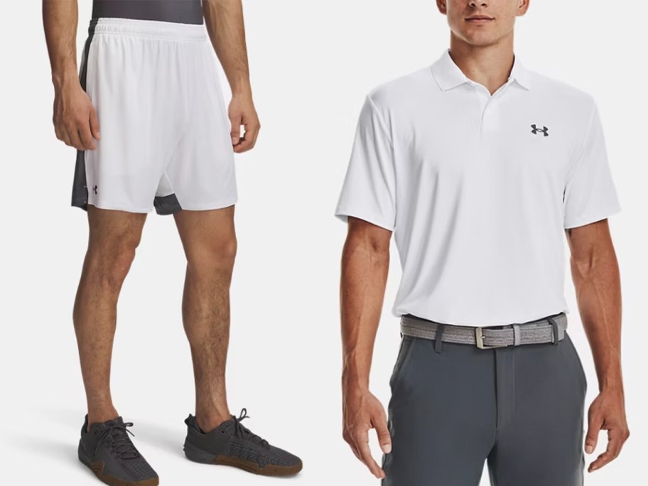 man wearing white shorts and polo shirt 