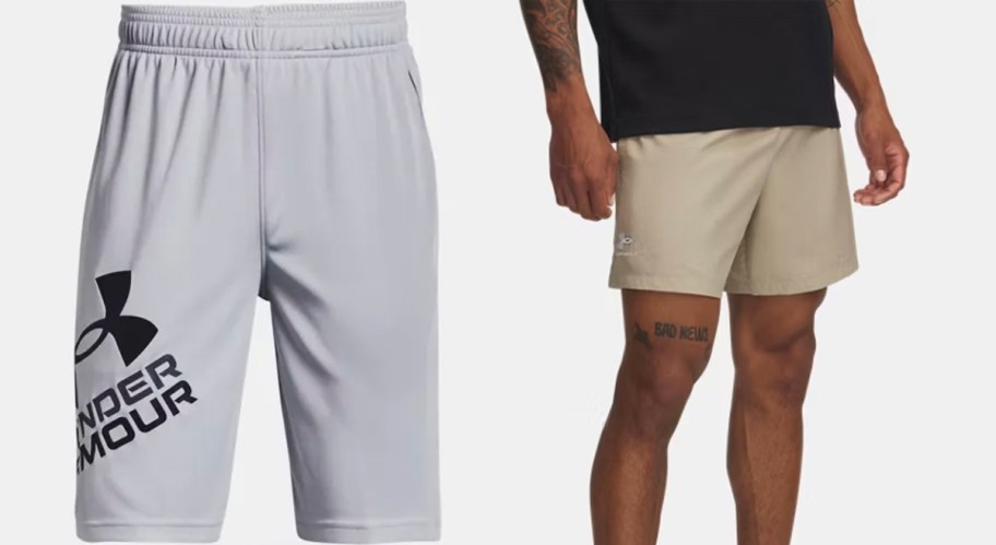 under armour gray and tan shorts 