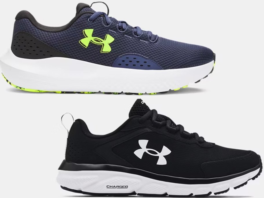 navy blue and black under armour shoes 