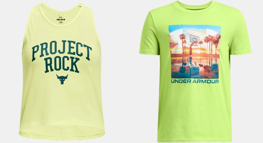 yellow and green under armour shirts 