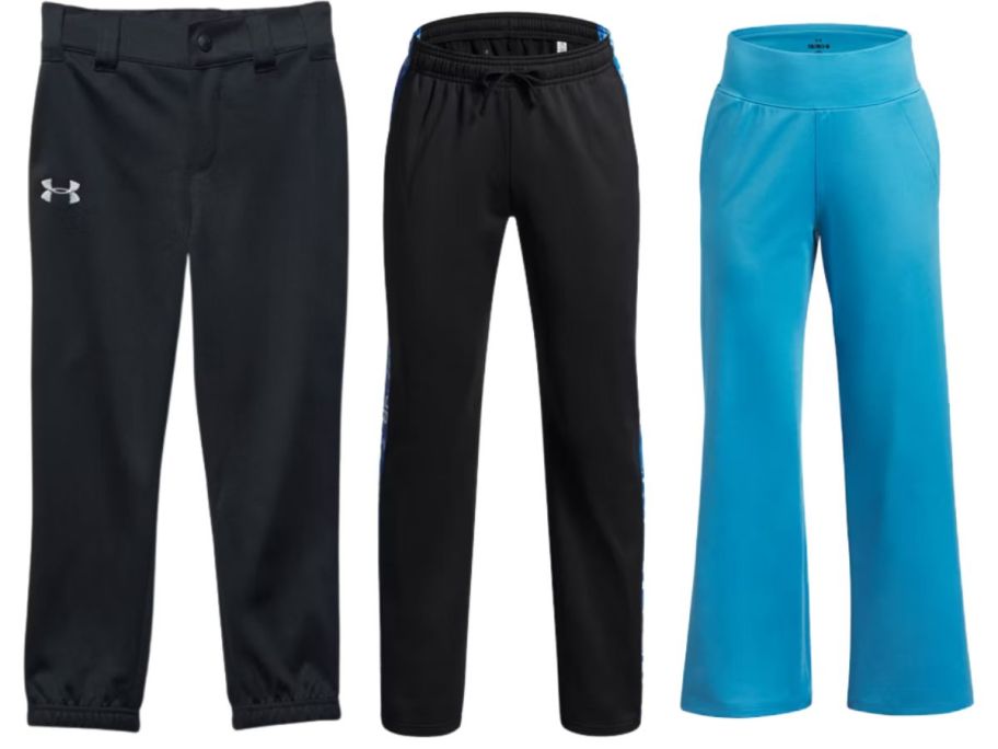 three pairs of under armour pants