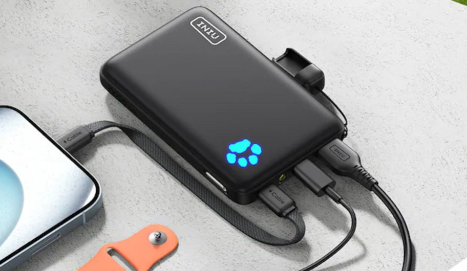 portable charger on desk