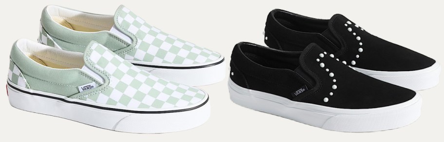 Two pairs of adult vans shoes.