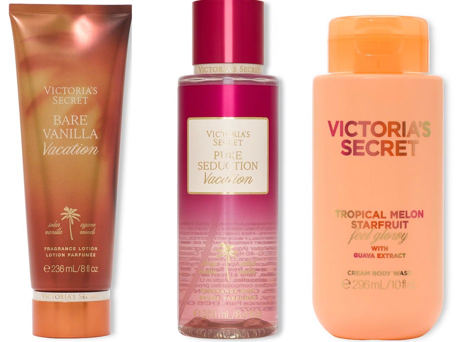 lotion, mist, and body wash bottles 