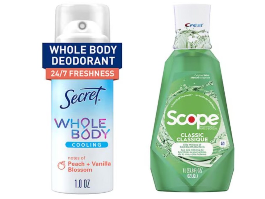 deodorant spray and mouth wash