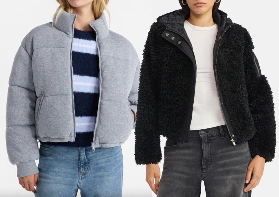 women in grey puffer and black jacket