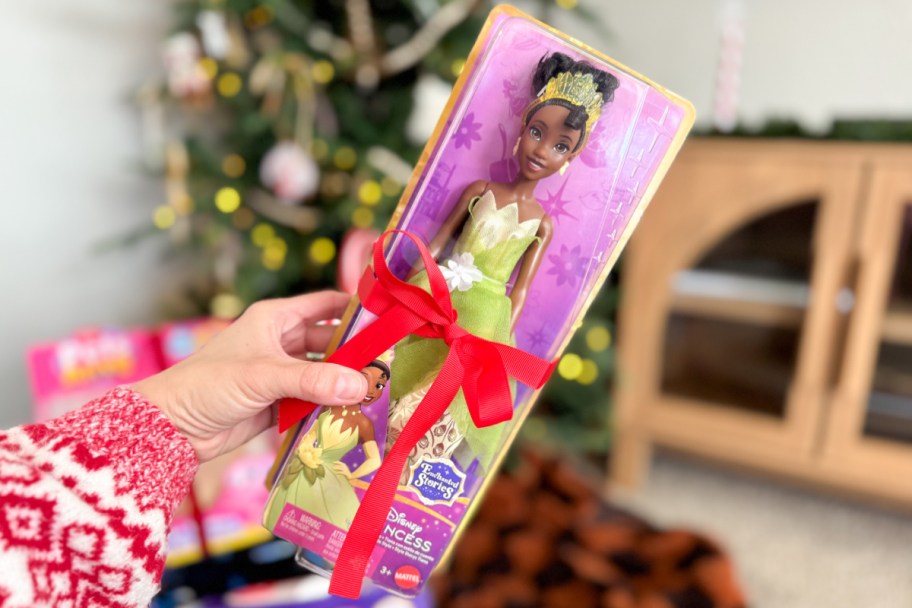 princess tiana doll in box with red bow