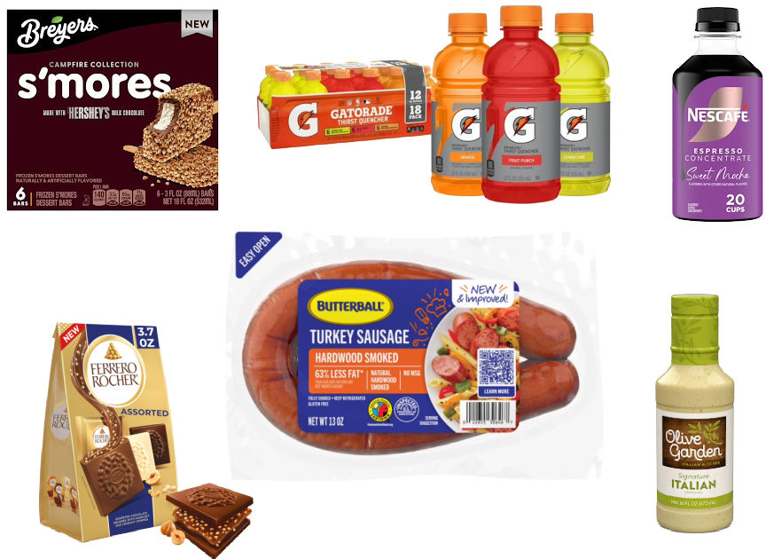 6 grocery items on a white background