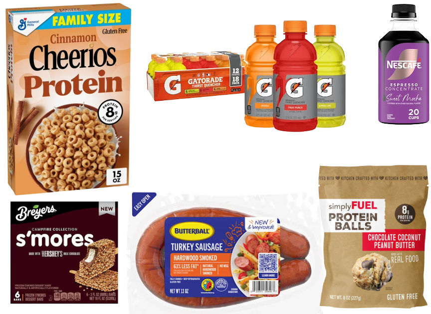 6 grocery items on a white background