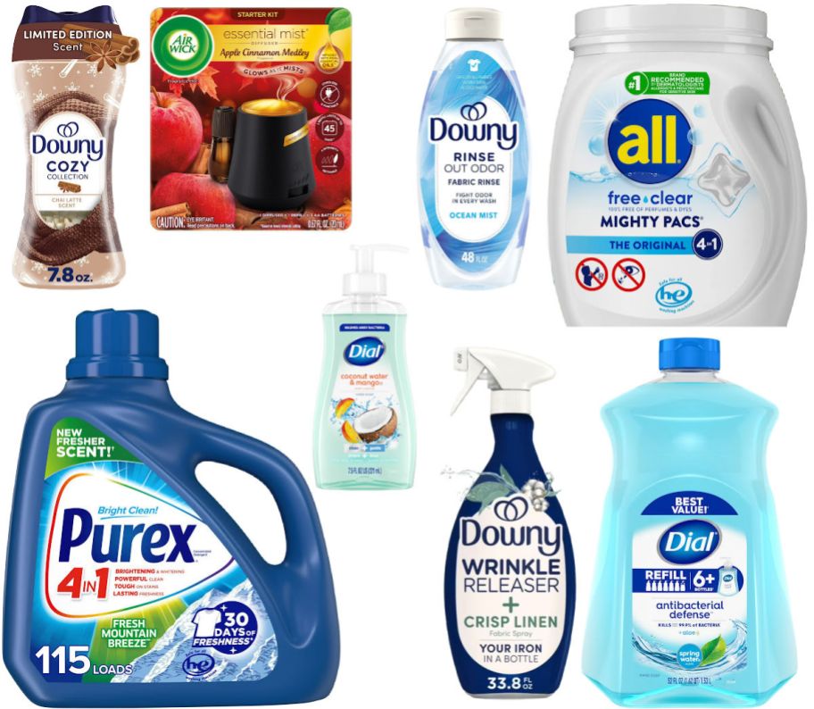 8 household items on a white background