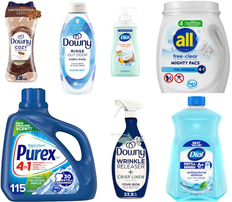 7 household items on a white background