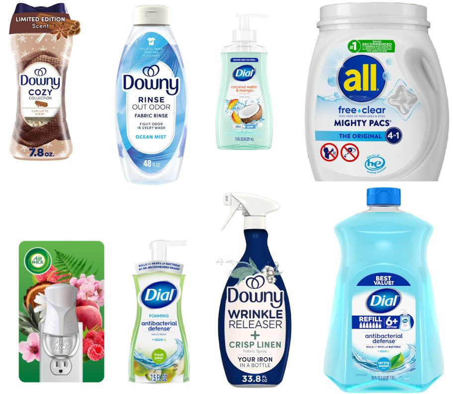 8 household items on a white background