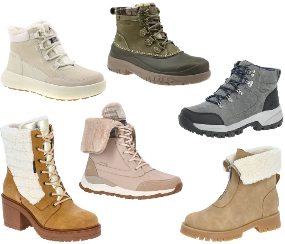 6 shoes on a white background