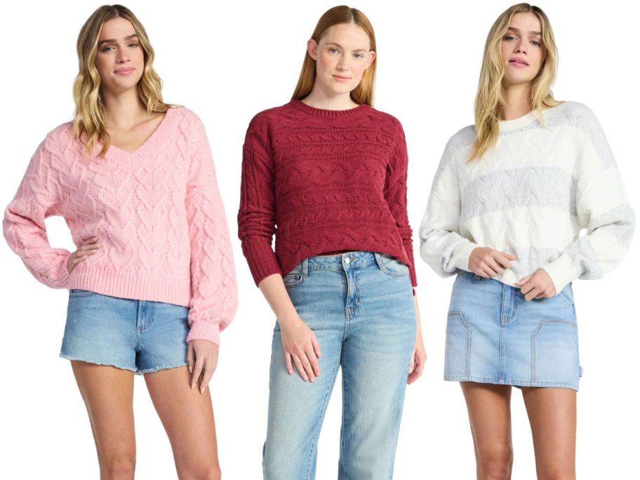 3 women on a white background