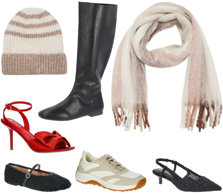 7 accessories on a white background