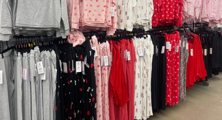 pajamas hanging on wall at Walmart