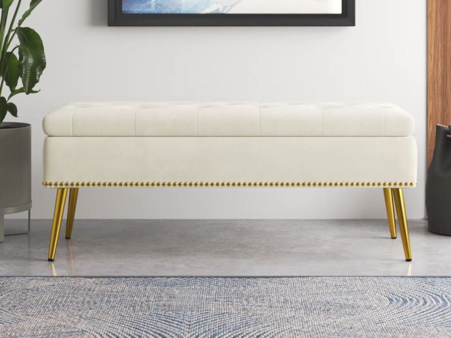 storage bench against wall