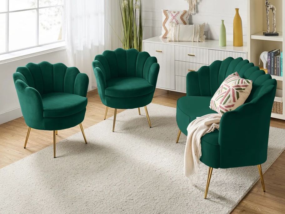 green living room set