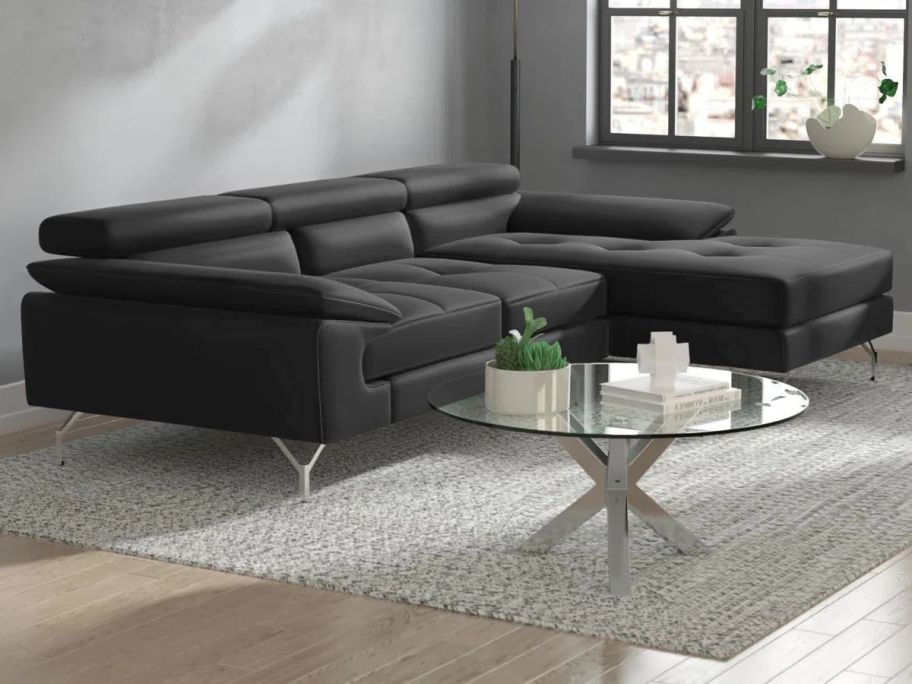 leather sectional in living room