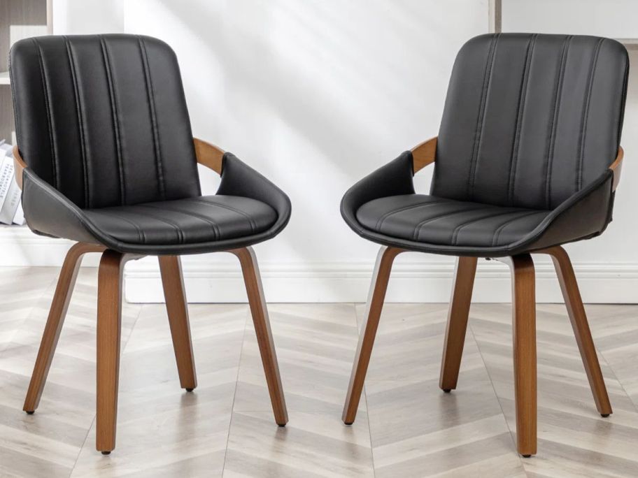 two black dining chairs