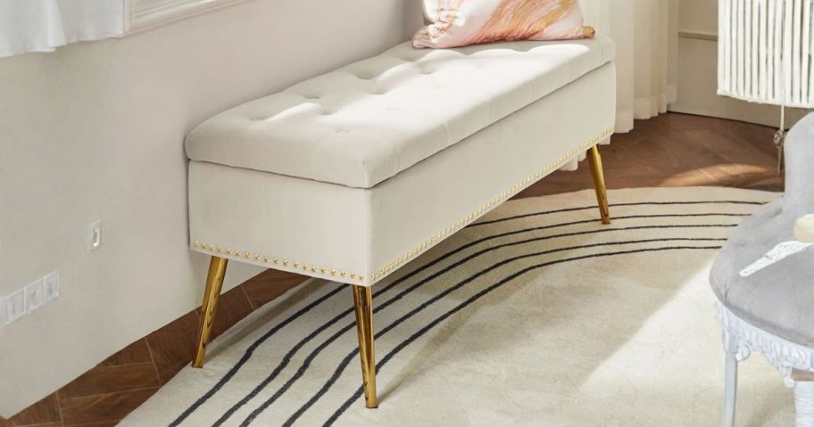 storage bench against wall