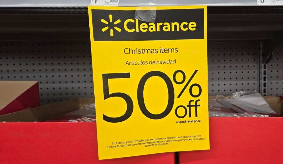a 50% off clearance sign