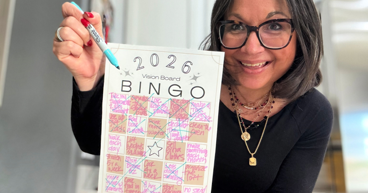 How To Make Homemade Candles Using Thrift Store Finds Woman Holding A 2026 Vision Board Bingo Card 1 