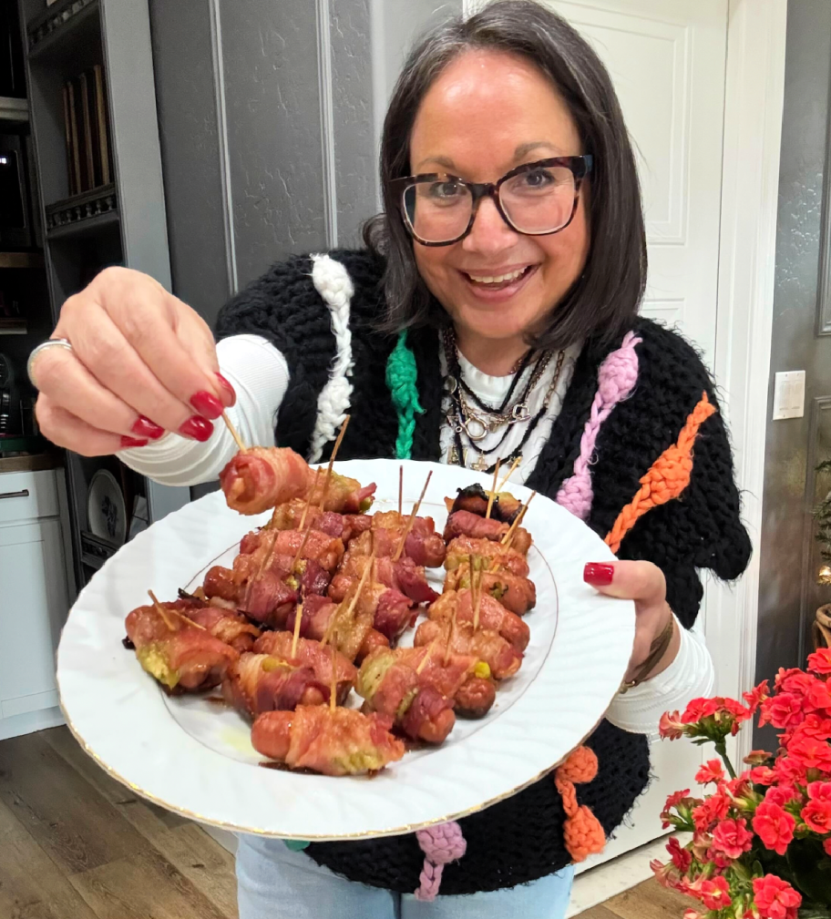woman holding lil smokies snack