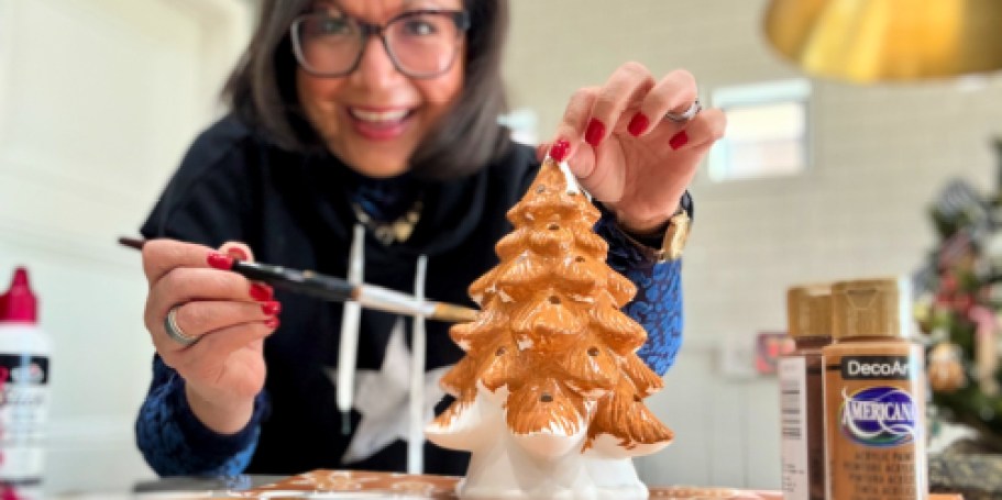 This Paintable Ceramic Christmas Tree Craft is Fun and Frugal!