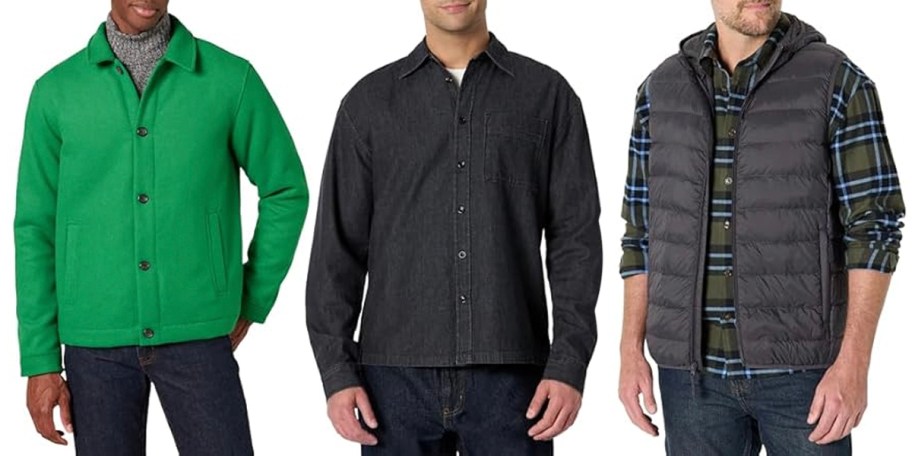 men wearing green and gray jackets