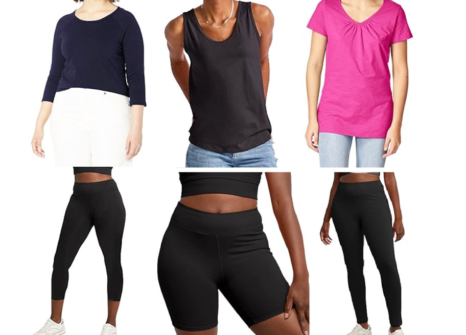 Various Hanes women's clothing items.