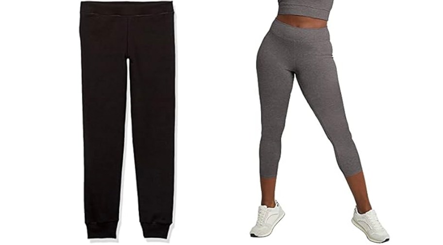 black joggers and gray legginsg 