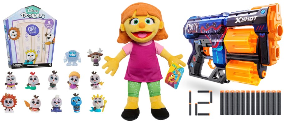 disney doorables, plush doll and dart toy 