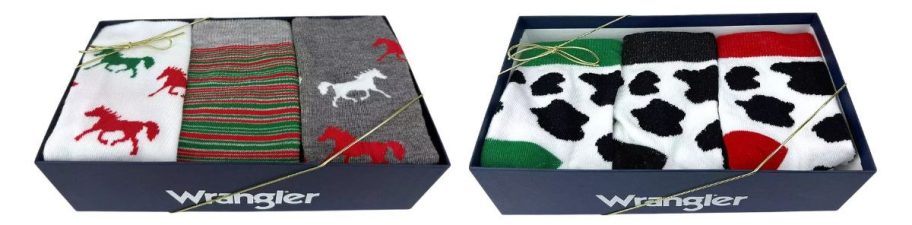 two wrangler boxes of socks
