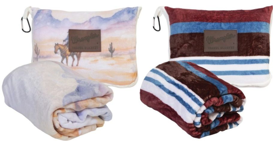 two different wrangler travel blankets