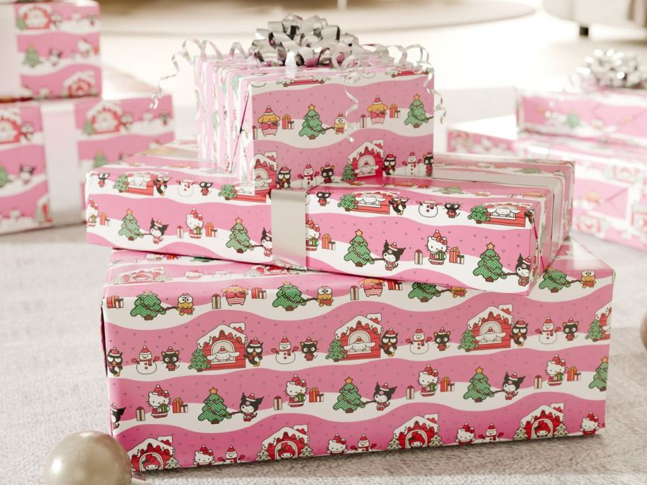 stock image of pink wrapping paper