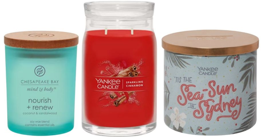 three yankee candles
