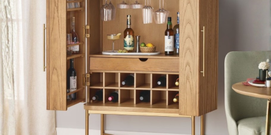 Sam’s Club Furniture Sale | $350 Off Mid-Century Bar Cabinet with Wine Storage