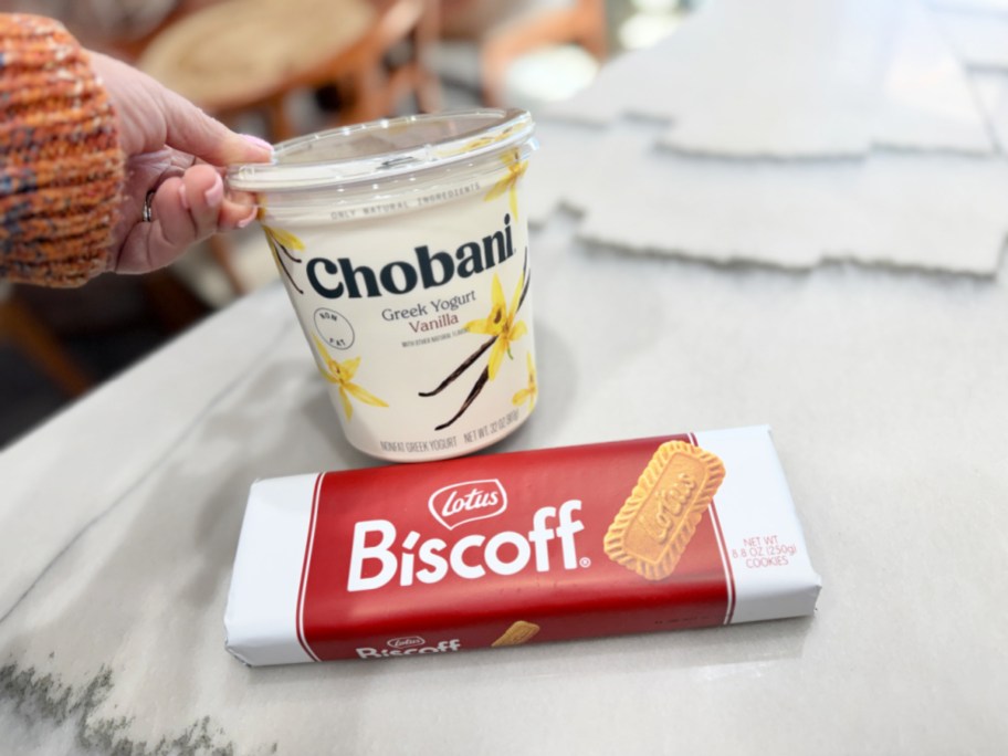 chobani yogurt and Biscoff cookies on the Target