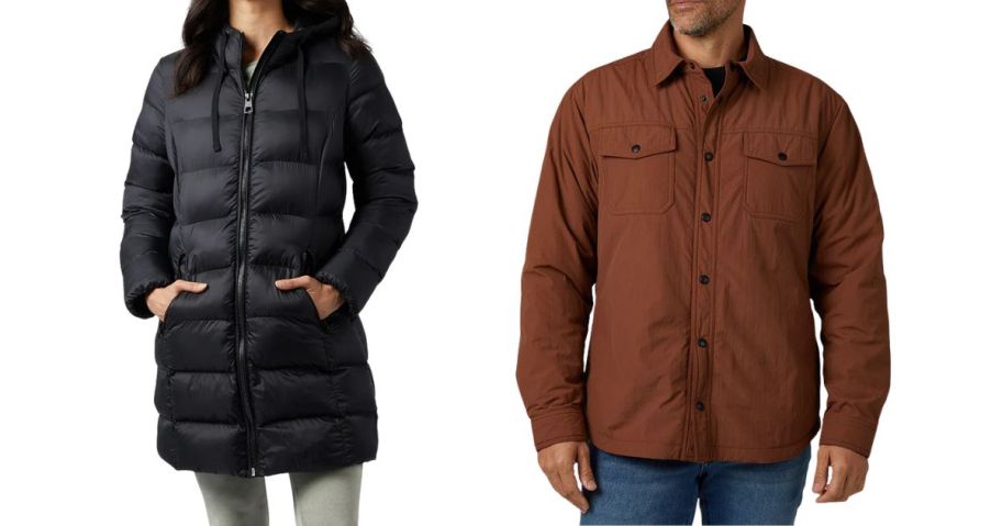 a woman and a man wearing 32 degrees jackets