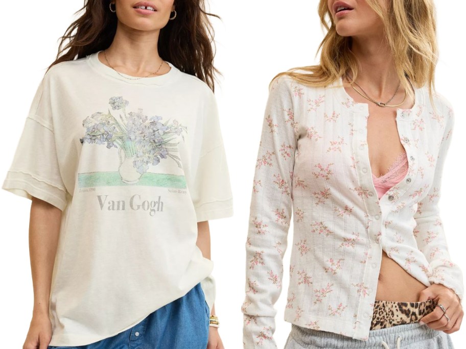 Stock images of two women wearing Aerie clothing