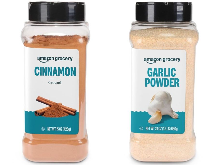 Stock images of Amazon Grocery Cinnamon and Garlic Powder